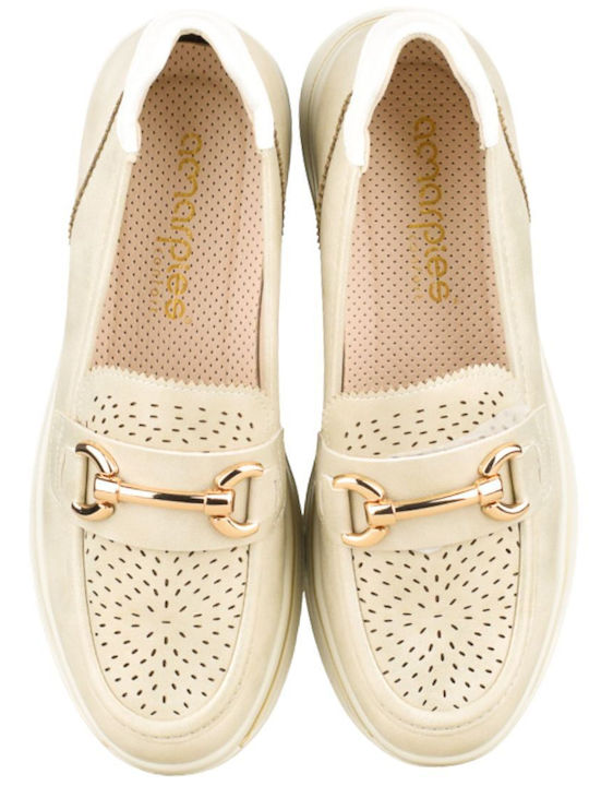 Damen Mokassins in Gold Farbe