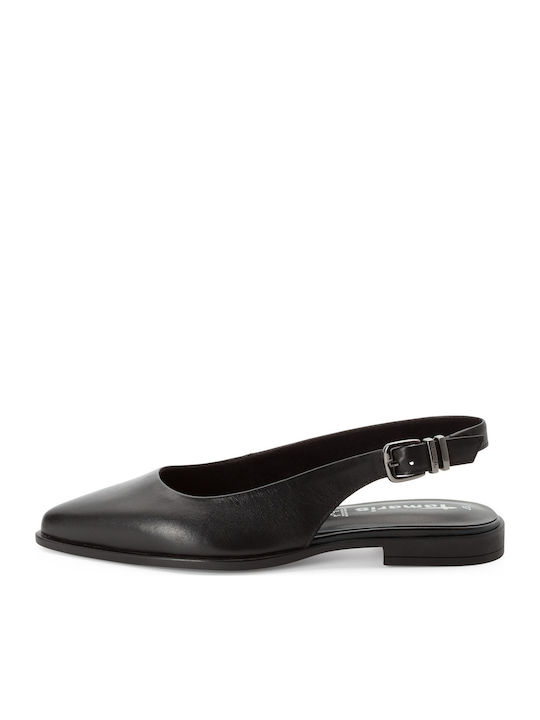 Leder Damen Ballerinas Spitz zulaufend in Schwarz