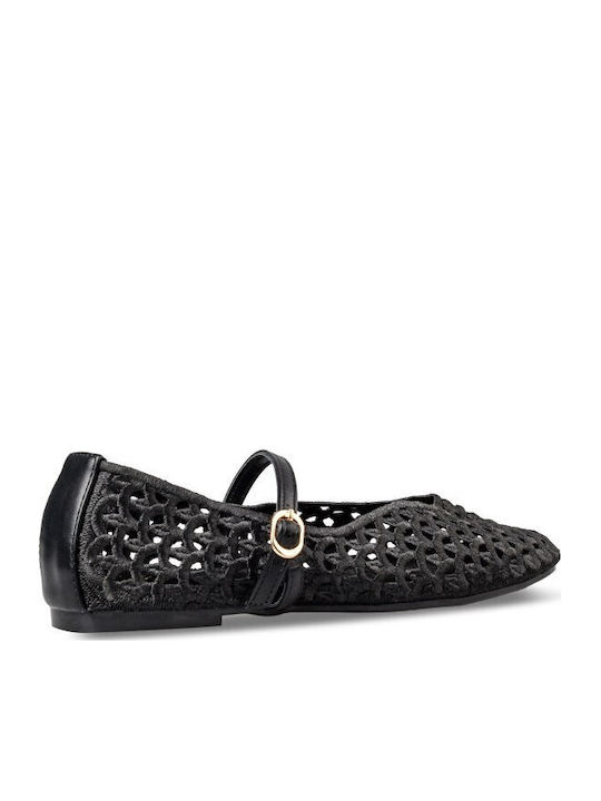 Women's Ballerina Shoes With Strap In Black Color