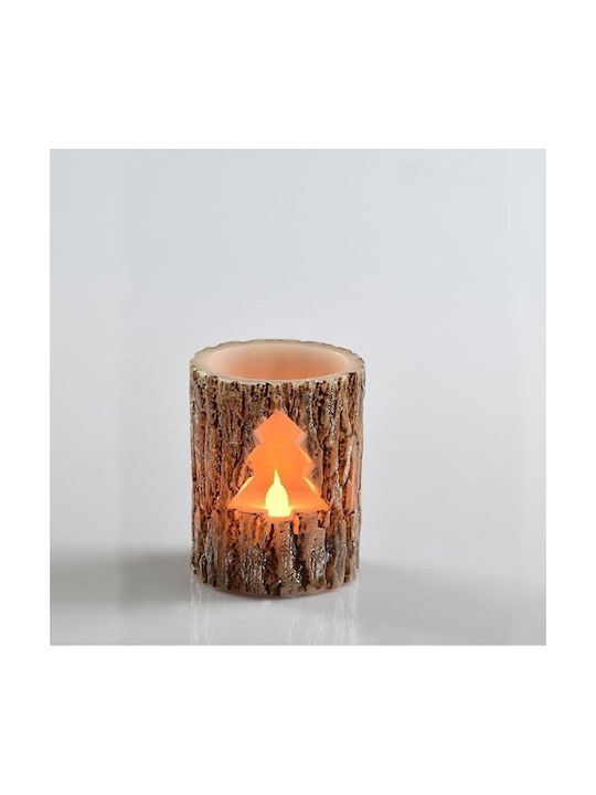 Aca Christmas Brown Battery Candle 10x7.5cm
