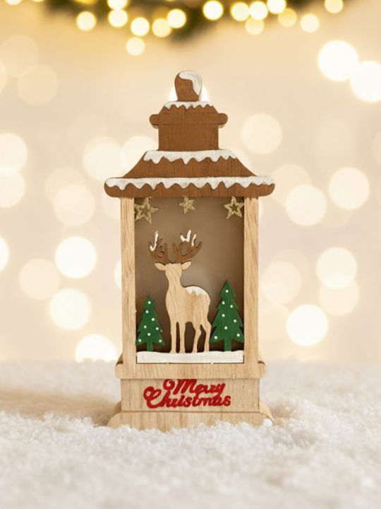 +Efo Christmas Wood Battery Lantern 20x10cm