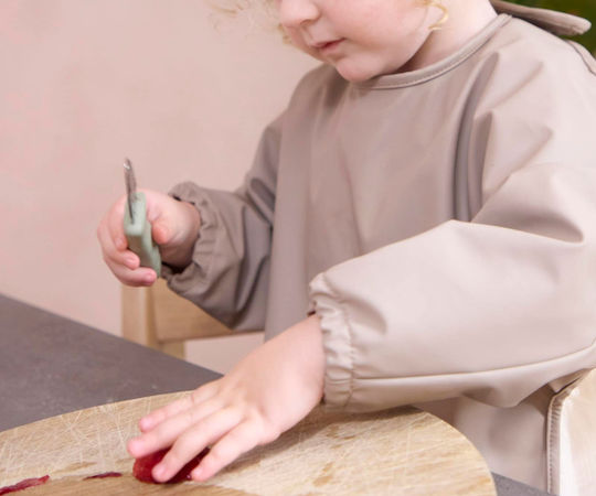 Filibabba Waterproof Fabric Coverall with Hoop & Loop Fastener, Pocket & Sleeves Warm Grey for 36 months+