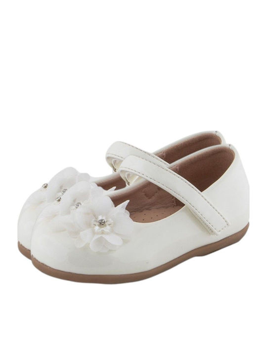 Kids Pumps & Ballerinas Anatomic With Hoop & Loop Closure White