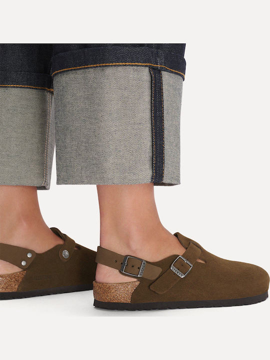 Leather Winter Women's Slippers Brown Regular Fit