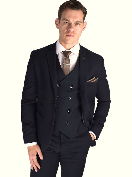 Men's Suit with Vest Black