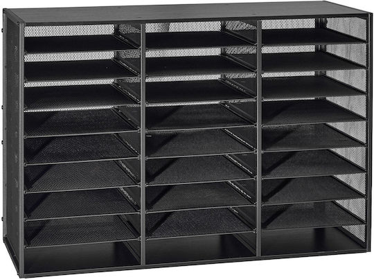 Vevor Mail Organizer 27 Slots Metallic Office Sorter Removable Wire Mesh Wooden Surface Black