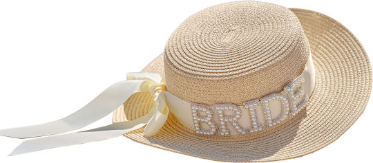 Καπελο Ψαθινο Bride Περλες & Στρας
