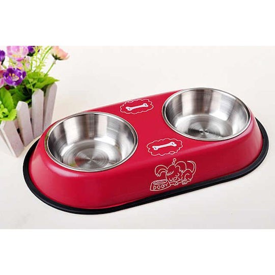 Edelstahl Schalen Futter für Hund & Katze 2x in Rot Farbe