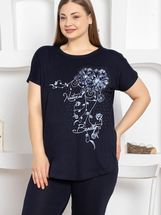 Esthisis Καλοκαιρινό Γυναικείο Σετ Πιτζάμας Blue Black