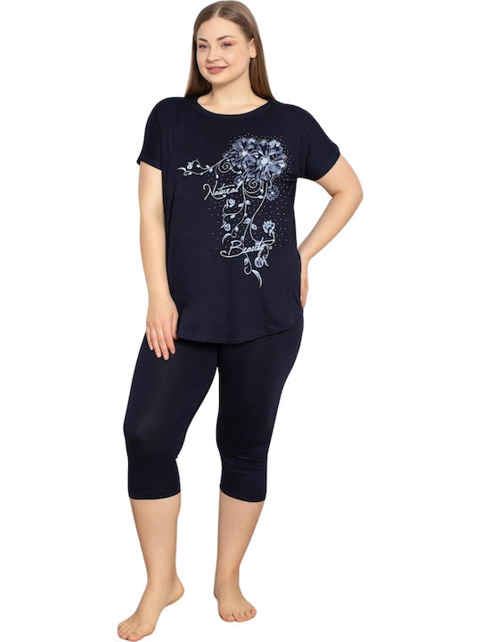 Esthisis Καλοκαιρινό Γυναικείο Σετ Πιτζάμας Blue Black