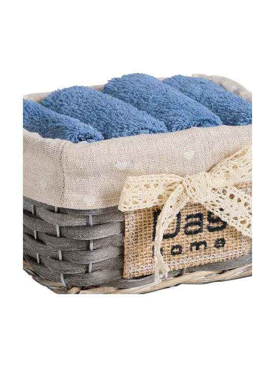 Das Home Handtuch 4004 30x30cm Blau 4Stücke