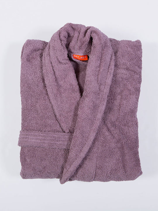 Nef-Nef Homeware Frisches Bademantel mit Halsband Mauve 420g/m²