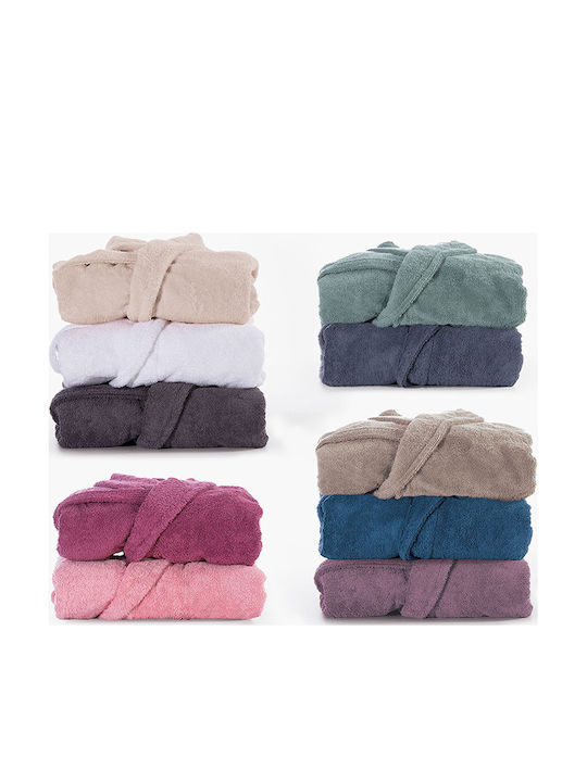 Nef-Nef Homeware Frisches Bademantel mit Halsband Mauve 420g/m²