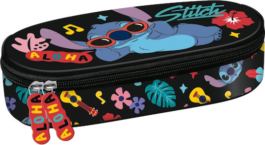 Stiffened Pouch Pencil Case Inner Flap Stitch Black Aloha Majewski