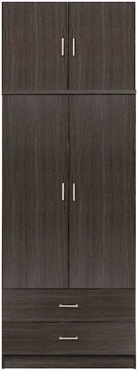 Δίφυλλη Ντουλάπα με Πατάρι 80x42x241cm Zebrano