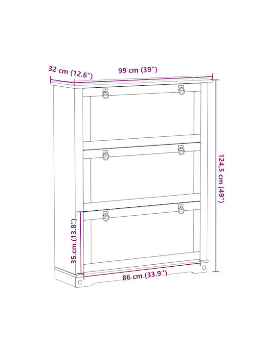 Organizator Pantofi din Lemn Masiv 99x32x122cm