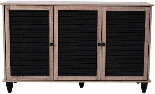 Wooden Shoe Organizer with 2 Shelves Sonama / Black 112x30x68.5cm