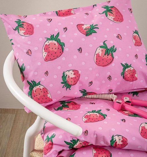 Palamaiki Single Cotton Sheet Set with Elastic Band Mk776 Pink 110x200cm 3 Pieces