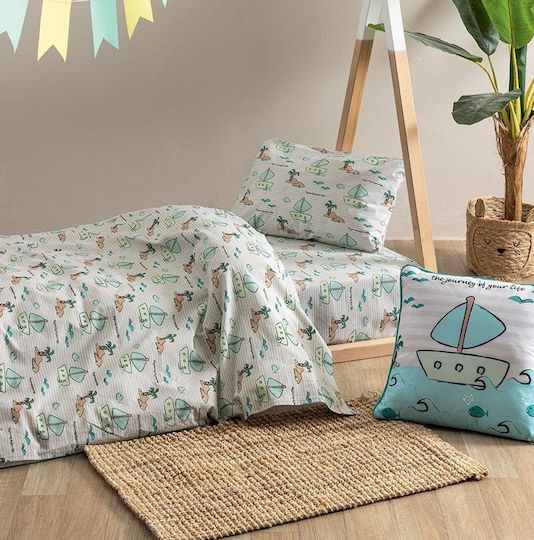 Palamaiki Kinderbettlaken Set Baumwolle Mk779 Grün 170x260cm 3 Stück