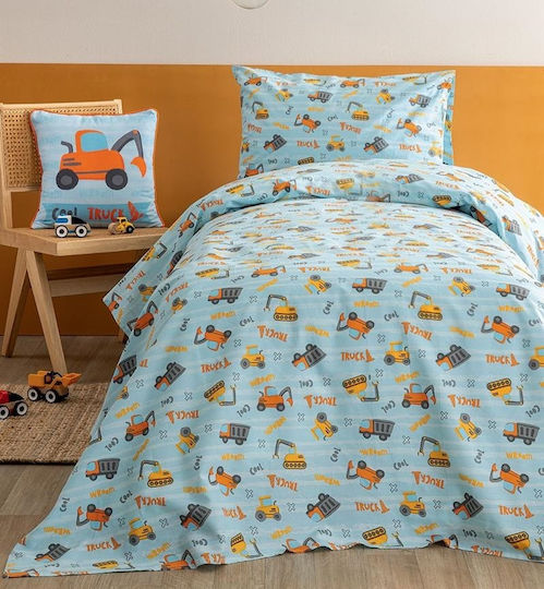 Palamaiki Kinderbettlaken Set Mit Gummizug Baumwolle Mk781 Hellblau 170x260cm 3 Stück