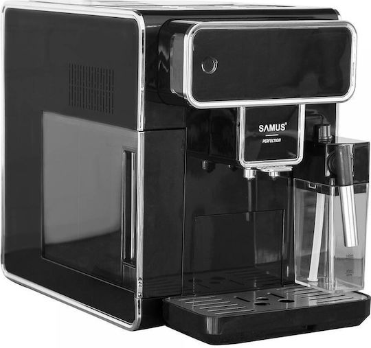 Samus Perfection Espressor Automat 1350W, Presiune 15 bar, pentru Cappuccino, cu Râșniță, Negru