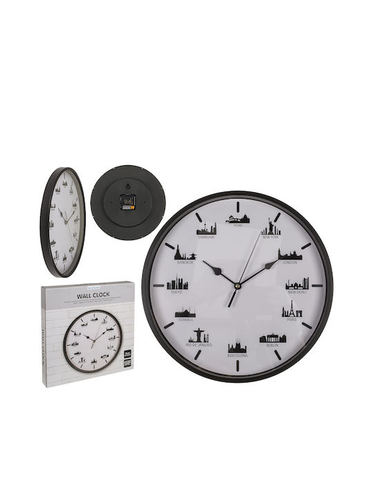 Wall Clock Skyscrapers 30 X 30 X 3.8 Cm One Small AA Battery