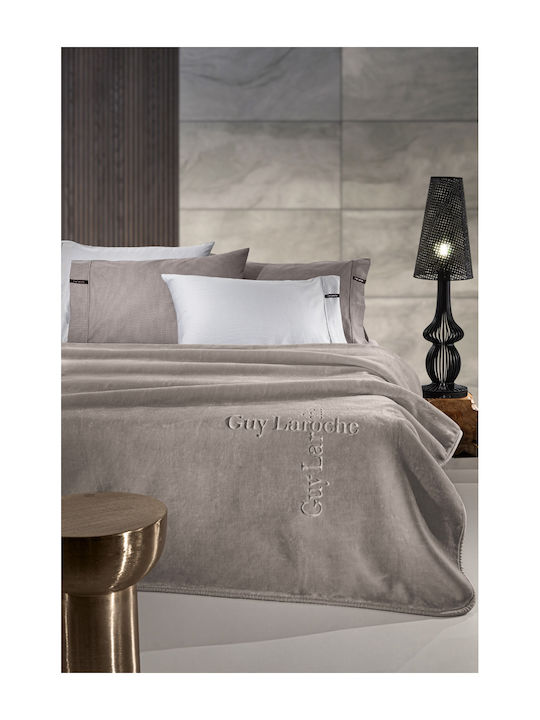Guy Laroche Logo Velvet Blanket Single 160x220cm Vison