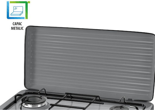 Silver Liquid Gas Countertop Double Burner Gray