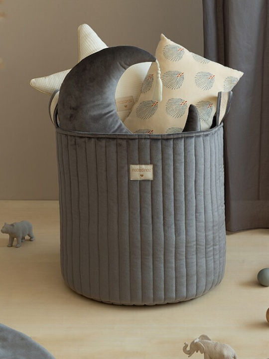 Nobodinoz Kinder Aufbewahrungskorb aus Stoff Savanna Velvet Gray 1Stück