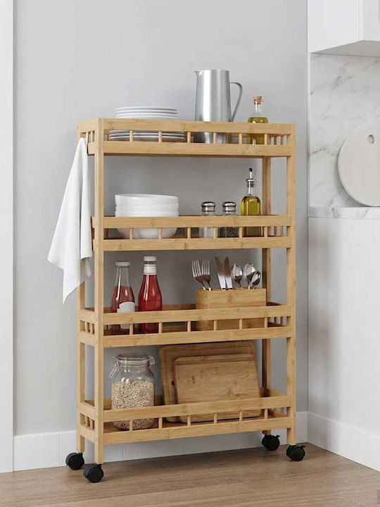 vidaXL Wooden Kitchen Trolley 3 Tiers Brown 60x18x97cm