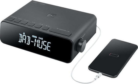 Muse Muse Digital Tabletop Clock LCD with Radio and Wireless Charging Black M-175DBI