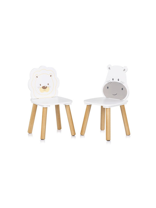 Kids Table Set with White Wooden Chairs Chipolino