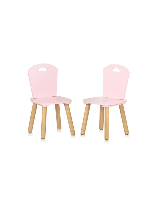 Kids Table Set with Pink Wooden Chairs Chipolino