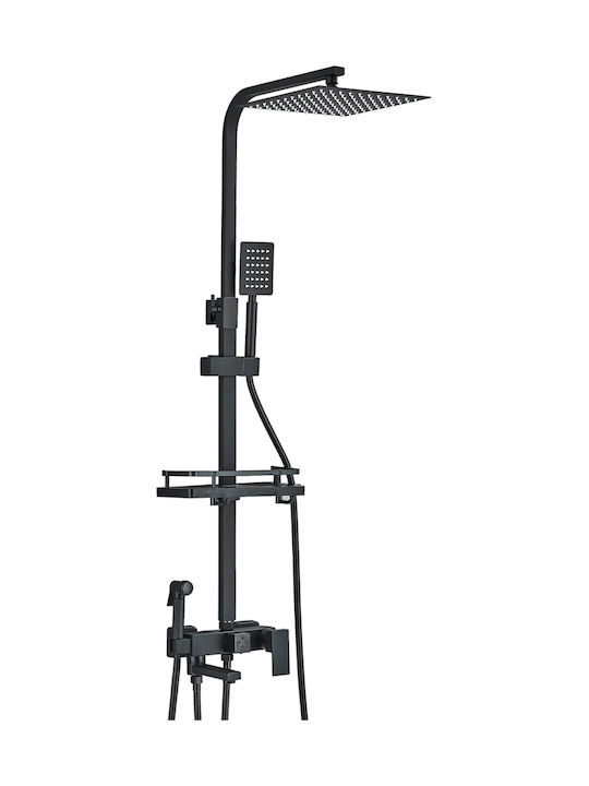 Robinetul Meu Duschsäule mit Armatur 25cm Schwarz