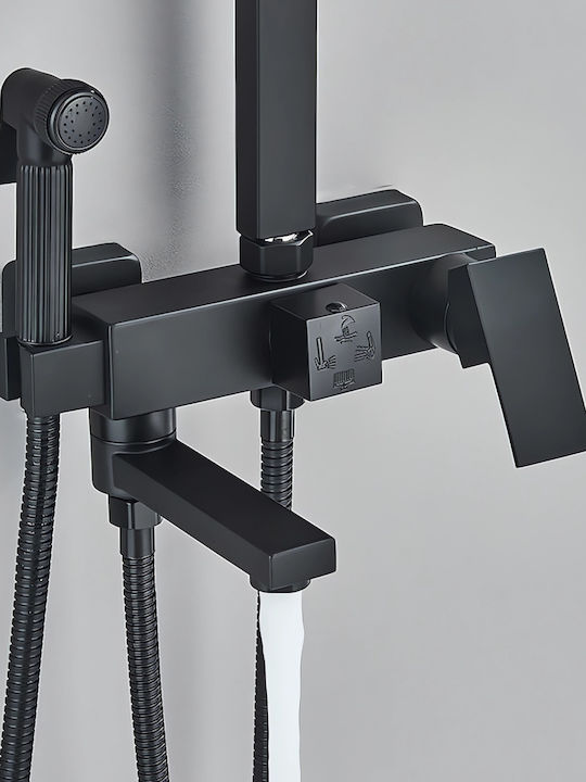 Robinetul Meu Duschsäule mit Armatur 25cm Schwarz