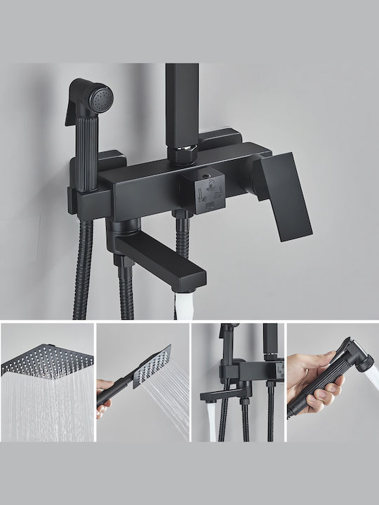 Robinetul Meu Duschsäule mit Armatur 25cm Schwarz