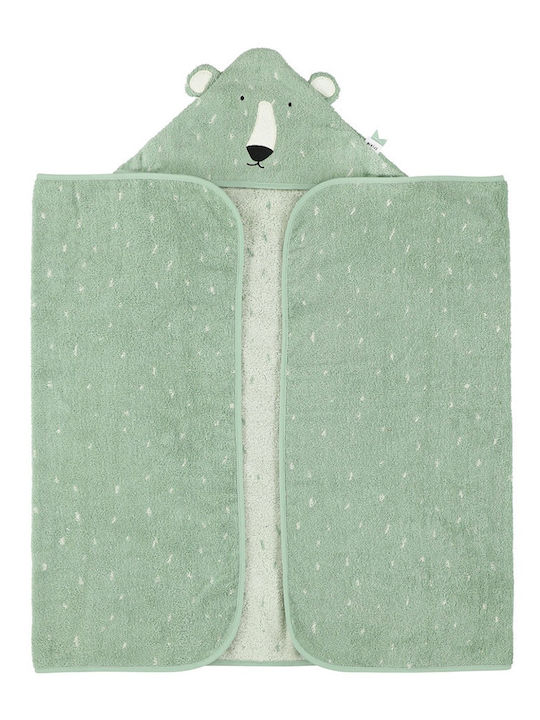 Trixie Baby Bath Towel Hooded Mr. Polar Bear Green 70x130cm