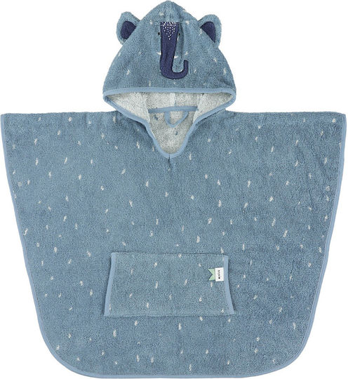 Trixie Baby Bathrobe Poncho with Hood Mrs Elephant Blue 75x75cm