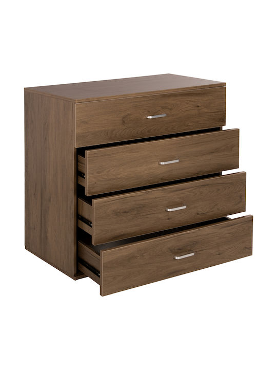 Wooden Bedroom Chest of Drawers with 4 Drawers Dark Olive 80x40x83cm