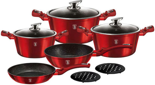 Berlinger Haus Metallic Line Kochgeschirr-Set aus Aluminium Burgundy Collection mit Steinbeschichtung 5 Teile