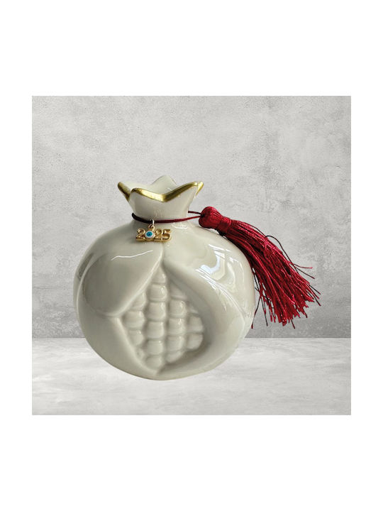 Tabletop Lucky Charm Pomegranate White Ceramic 9cm 6 Pieces XH-2536