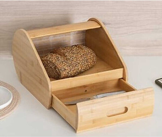 5Five Brotkasten mit Deckel Hölzernes Beige 30.4x33x21.6cm
