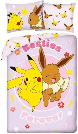 Halantex Pokemon Set Cearceaf Pentru Copii Single Cu Față De Pernă Roz 140x200cm