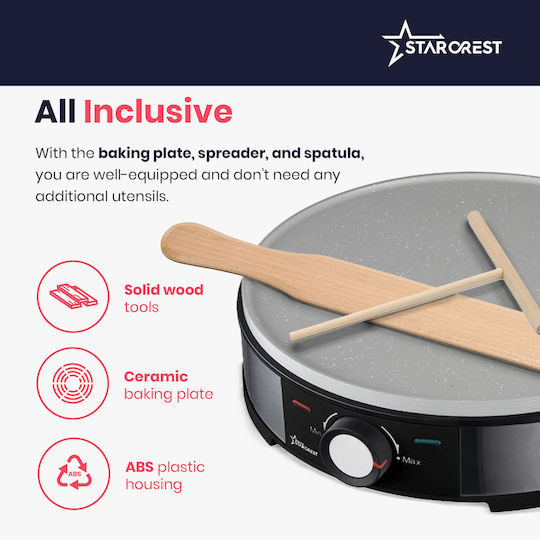 Starcrest Crepe Maker 30cm Inox 1200W