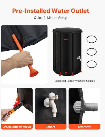 Vevor Plastică Depozit Apă / Petrol Cilindric Vertical 250lt Neagră