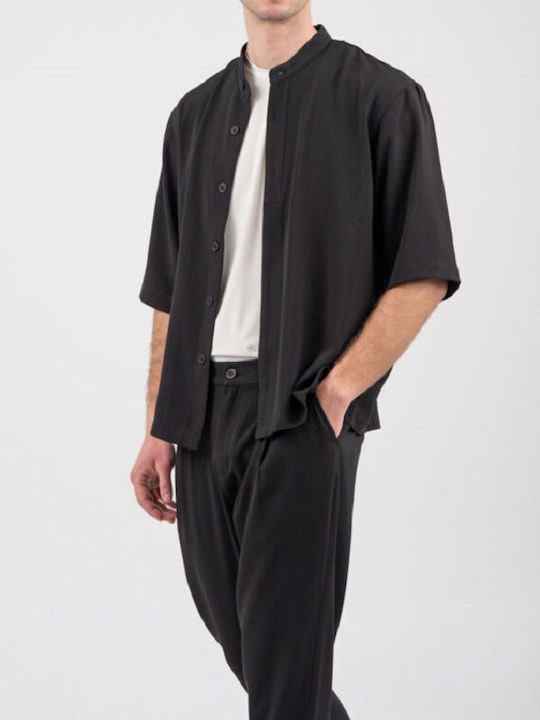 Langärmeliges Overshirt in Normale Passform Schwarz