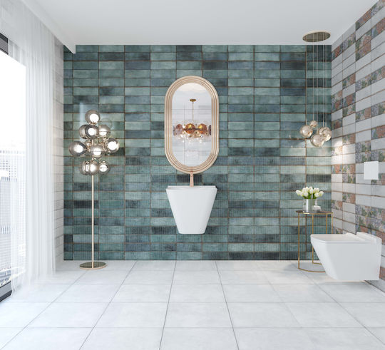 Ceramic Glossy Floor / Wall Tile Interior 90x30cm Green