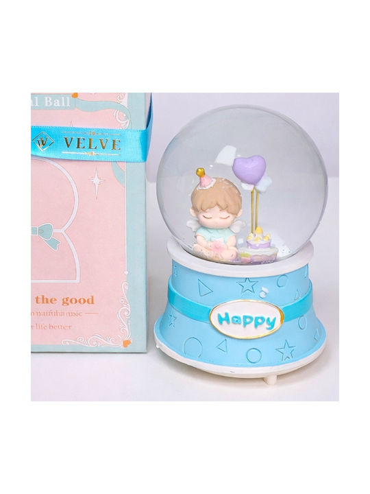 Musical Light Globe Angel Cake Pastel Blue Decor In Elegant Gift Box