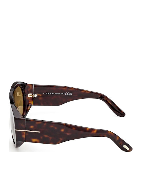 Tom Ford Unisex Γυαλιά Ηλίου με Καφέ Ταρταρούγα Κοκκάλινο Σκελετό και Καφέ Ντεγκραντέ Φακό FT1044 52