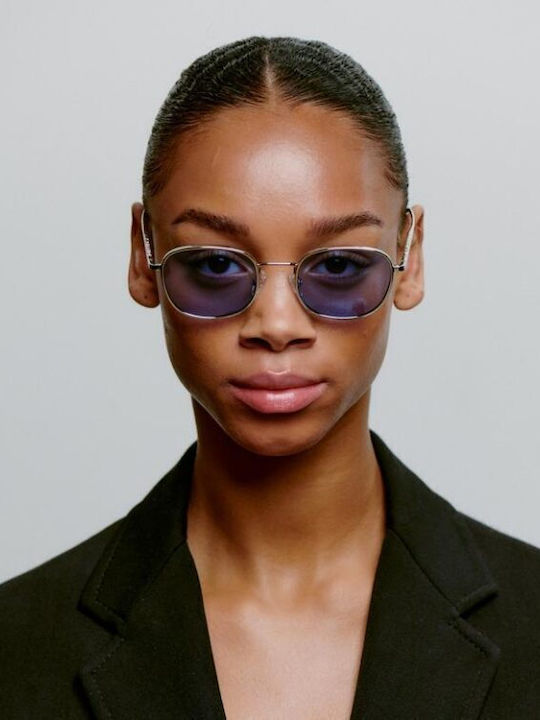 A.Kjaerbede Unisex Sunglasses with Silver Metal Frame and Silver Mirror Lens KL2505-003